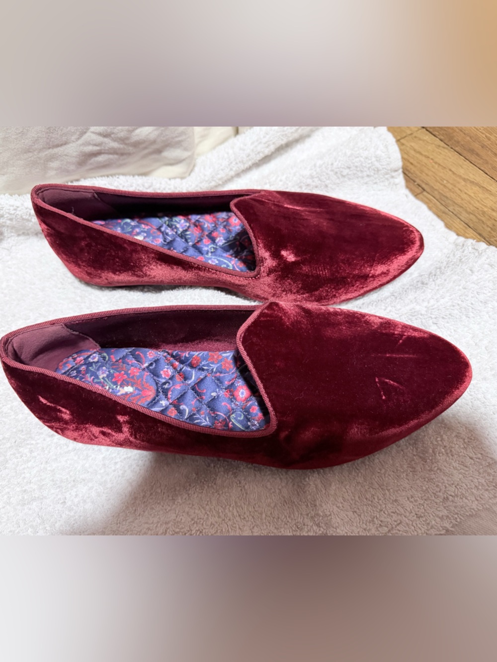 Birdies Burgundy Velvet Slip-On Flats